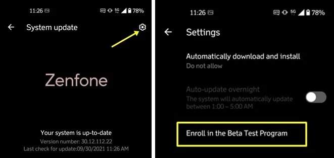 الإصدار التجريبي من Android 12 على الهاتف Asus Zenfone 8