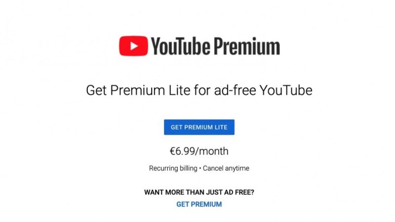 خدمة YouTube Premium Lite