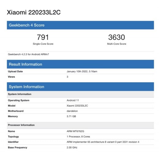 الهاتف Redmi 10A 